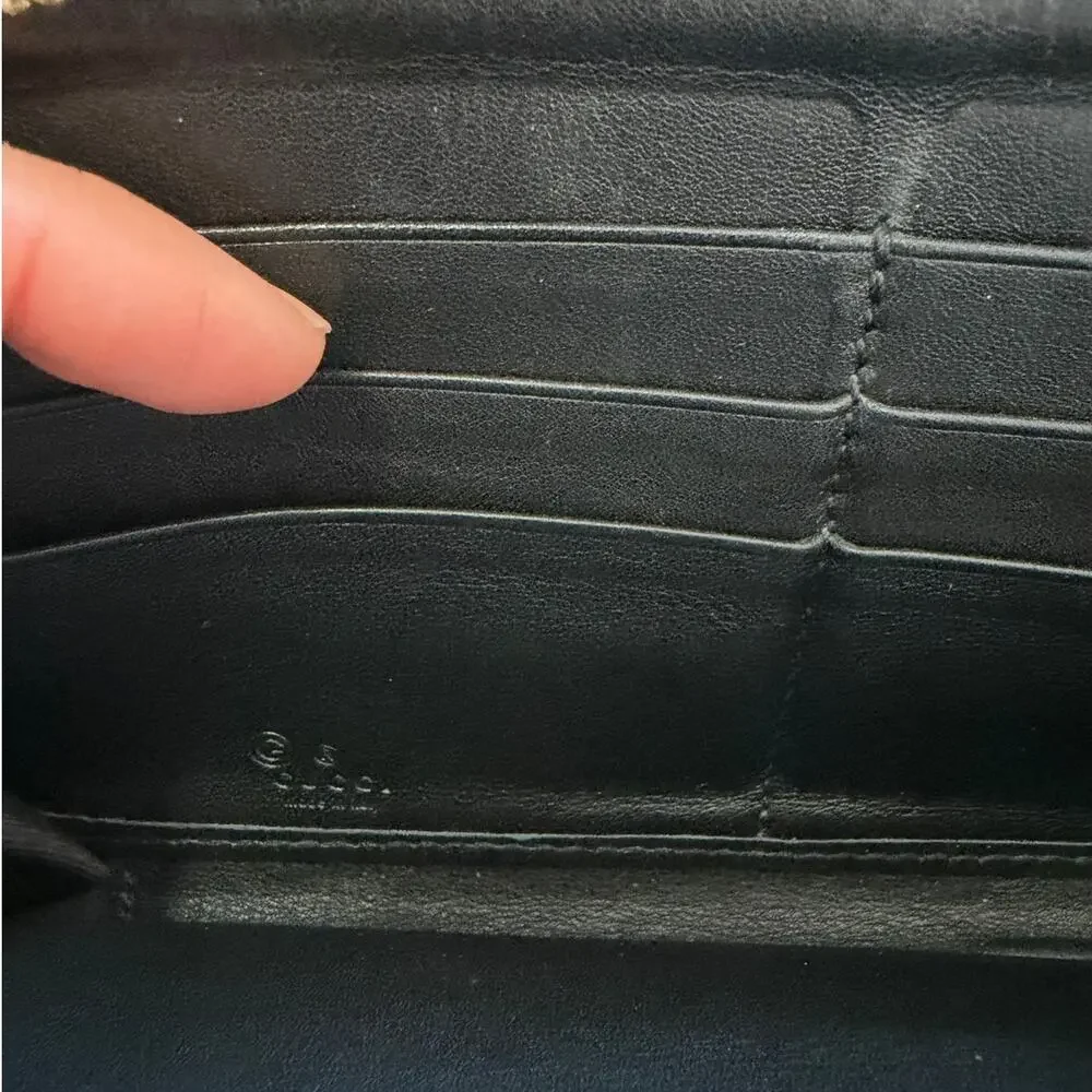 Gucci Guccissima Zip Around Wallet Black Leather GG Embossed Long Wallet - Picture 12 of 14